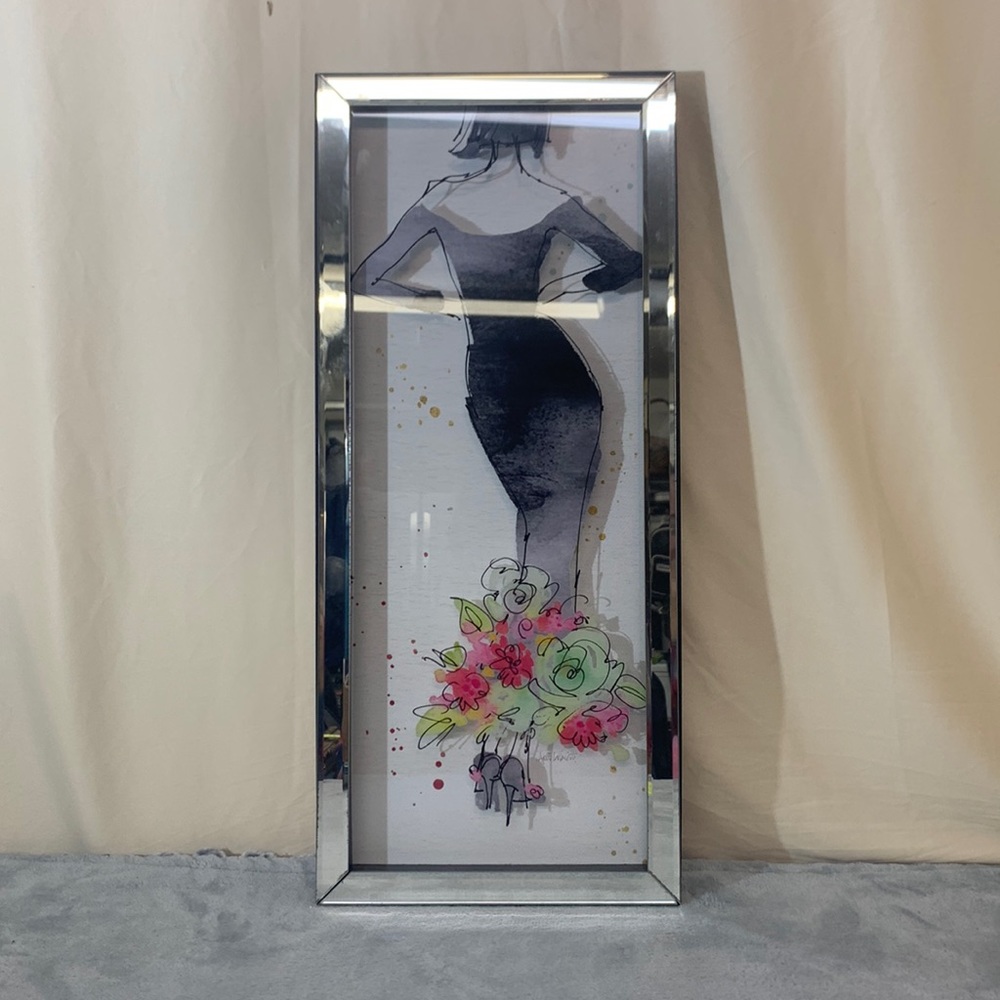 Floral Fashion by Anna Tavoletti with Mirror Frame 21”H 9”W